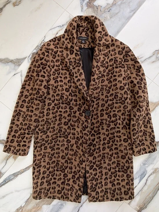 Halogen Leopard Print Faux Fur Coat, Chic, Statement Women’s Size Xs - Picture 1 of 6
